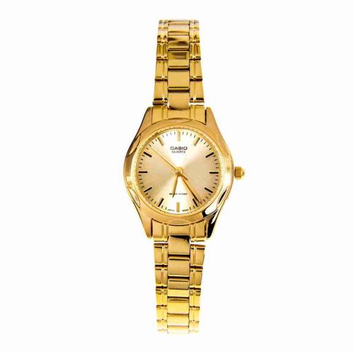 LTP-1275G-9ADF Casio Gold Dial Stainless Steel Analog Quartz Women's Watch. TIMECHECK