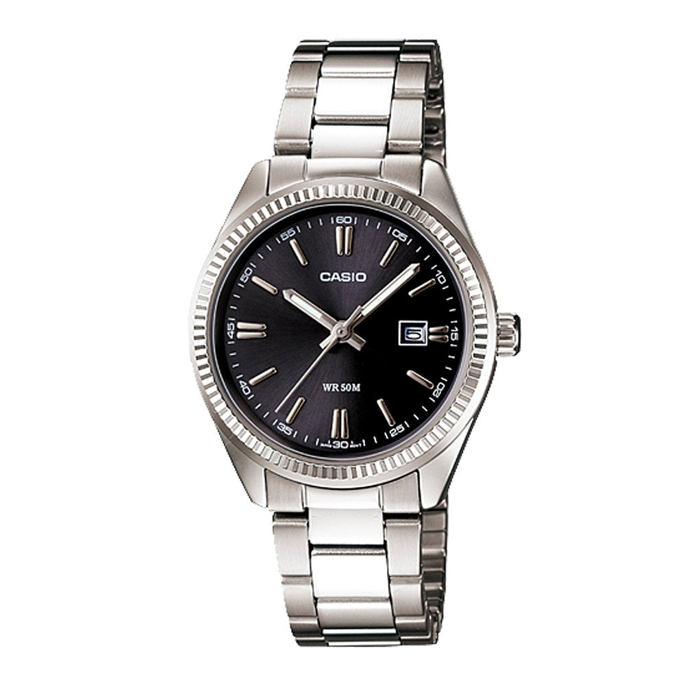 LTP-1302D-1A1VDF Casio Stainless Steel Analog Black Dial  Watch Men's Watch.