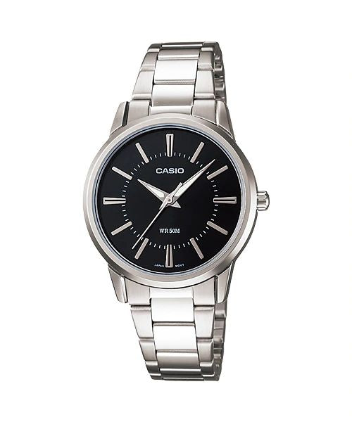 LTP-1303D-1AVDF Casio Black Dial Stainless Steel Analog Quartz Women's Watch. fashionable