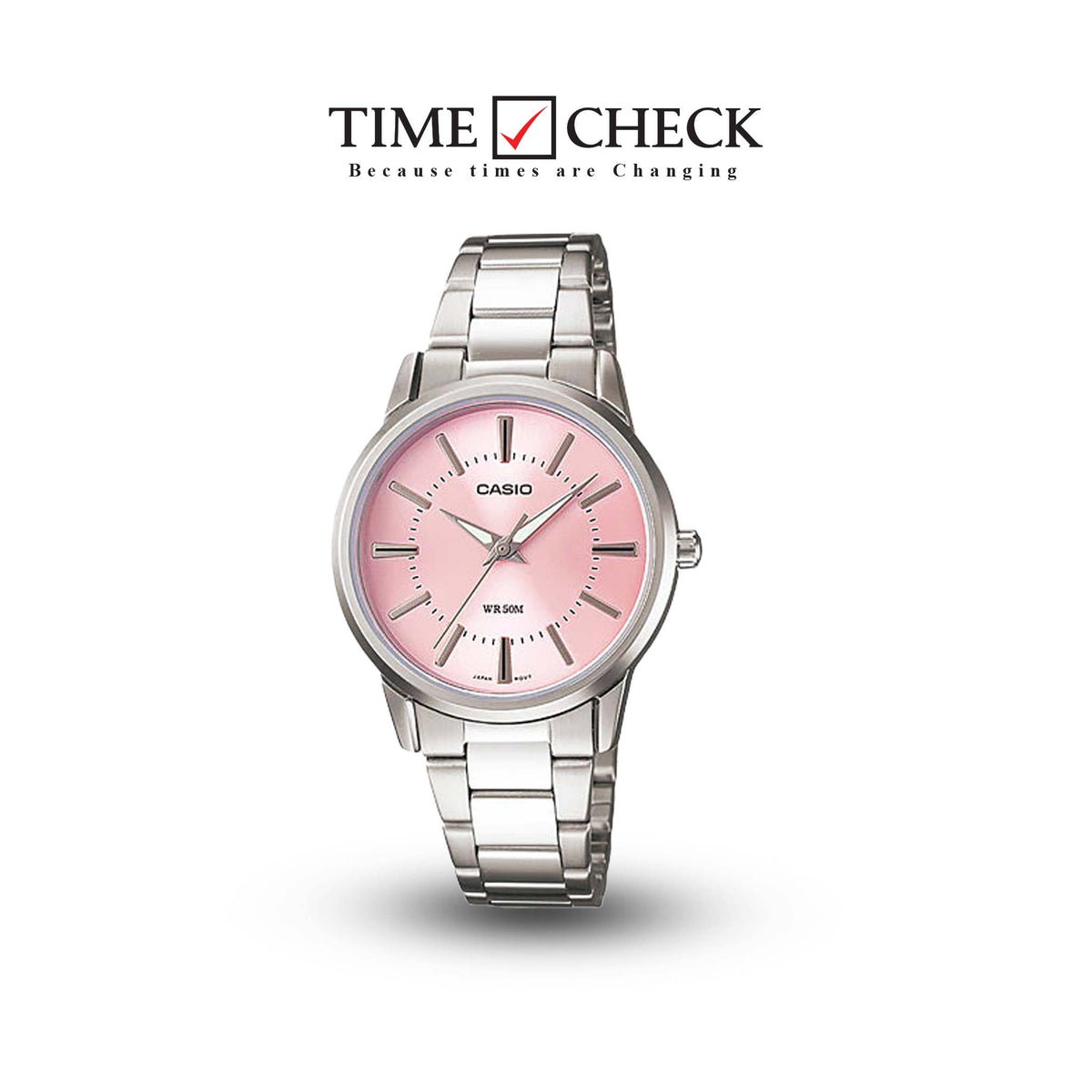LTP-1303D-4AVDF Casio Pink Dial Stainless Steel Analog Quartz Women's Watch.