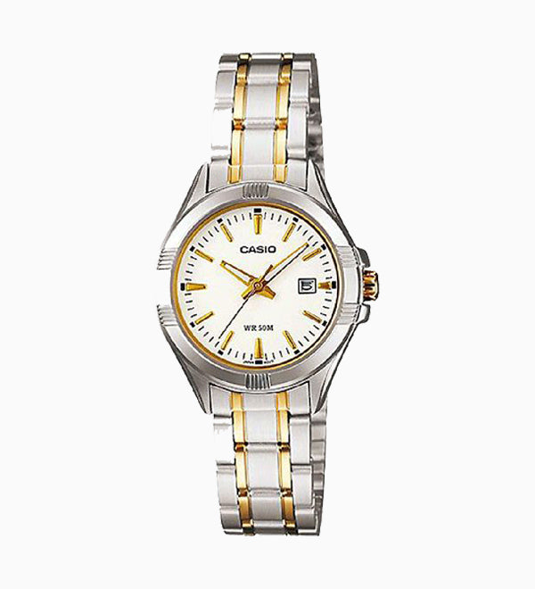 LTP-1308SG-7AVDF Casio Stainless Steel White Dial Women's Watch. fashionable