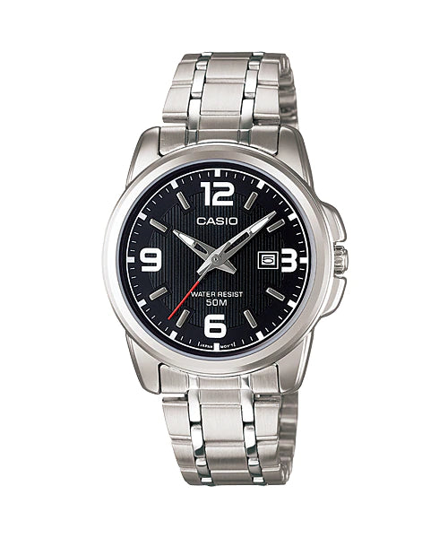LTP-1314D-1AVDF Casio Black Dial Stainless Steel Analog Quartz Women's Watch.