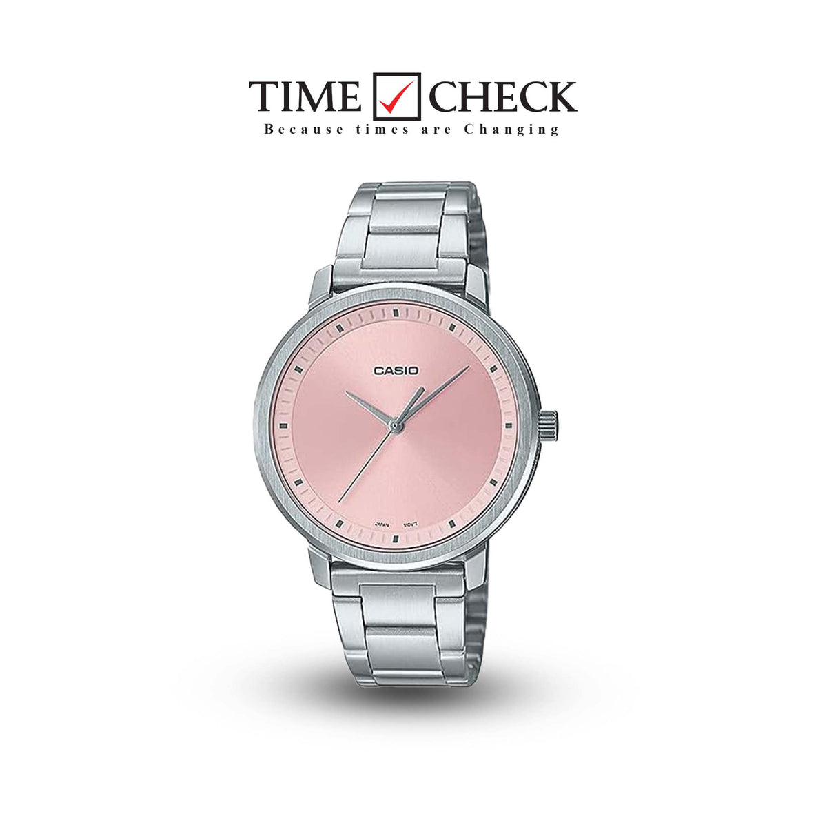 LTP-B115D-4EVDF Casio Pink Dial Stainless Steel Analog Quartz Women's Watch. fashionable