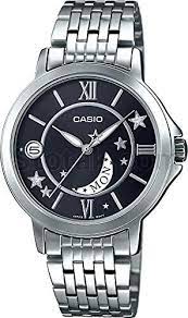 LTP-E122D-1ADF Casio Black Dial Stainless Steel Analog Quartz Women's Watch.