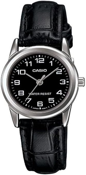 LTP-V001L-1BUDF Casio Stainless Steel Black Dial Quartz Analog Men's Watch.