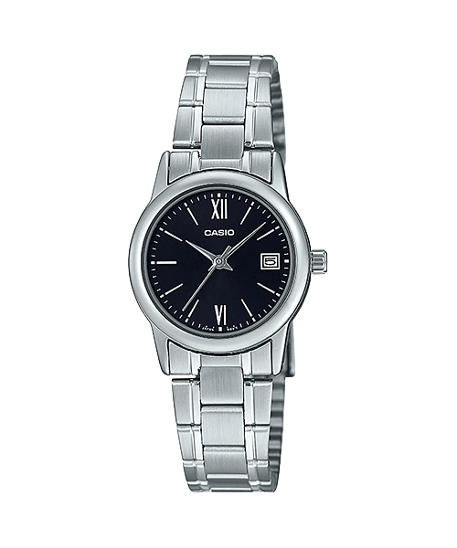 LTP-V002D-1B3UDF Casio Black Dial Stainless Steel Analog Quartz Women's Watch. fashionable