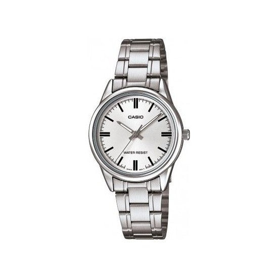 LTP-V005D-7AUDF Casio White Dial Silver Stainless Steel Analog Quartz Women's Watch. TIMECHECK