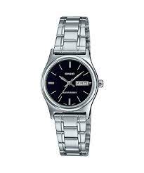 LTP-V006D-1B2UDF Casio Black Dial Stainless Steel Analog Quartz Women's Watch. TIMECHECK