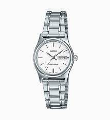 LTP-V006D-7B2UDF Casio Stainless Steel White Dial Day Date Analog Women's Watch. TIMECHECK