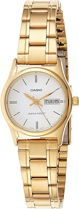 LTP-V006G-7BUDF Casio White Dial Gold Chain Stainless Steel Analog Women's Watch.