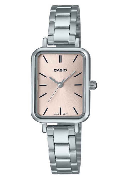 LTP-V009D-4EUDF Casio Pink Dial Silver Stainless Steel Analog Quartz Women's Watch.