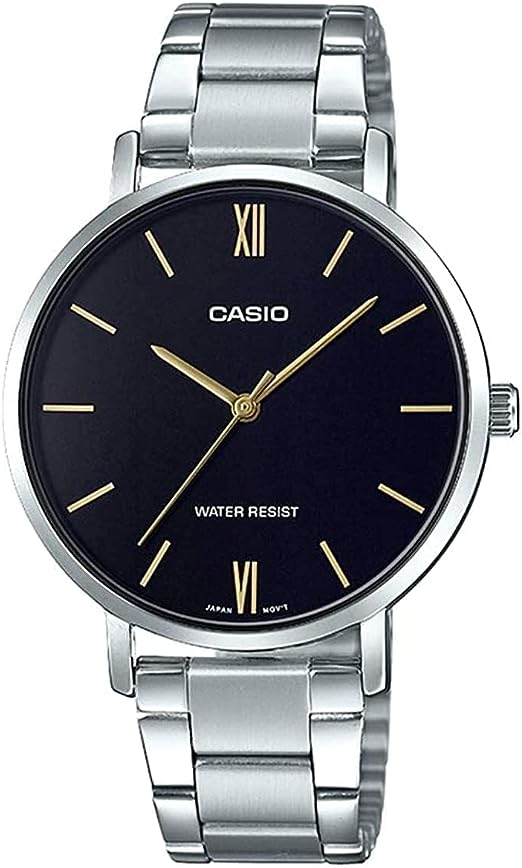 LTP-VT01D-1BUDF Casio Stainless Steel Black Dial Quartz Women's Watch.