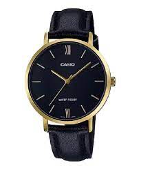 LTP-VT01GL-1BUDF Casio Black Dial Leather Strap Analog Quartz Women's Watch. fashionable