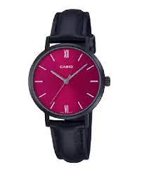 LTP-VT02BL-4AUDF Casio Pink Dial Leather Strap Analog Women's Watch. fashionable