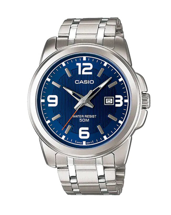 MTP-1314D-2AVDF Casio Blue Dial Stainless Steel Analog Quartz Men's Watch. TIMECHECK