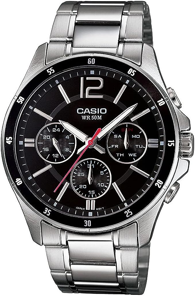 MTP-1374D-1AVDF Casio with Stainless Steel Strap Analog Quartz Men's Watch.