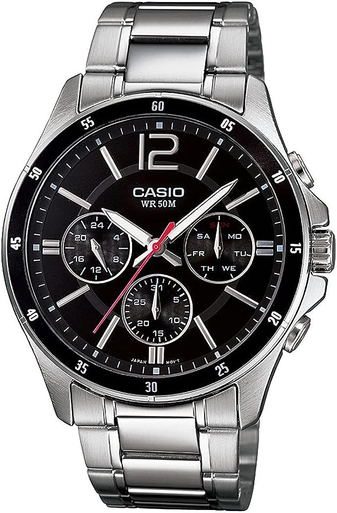 MTP-1374D-1AVDF Casio with Stainless Steel Strap Analog Quartz Men's Watch. fashionable