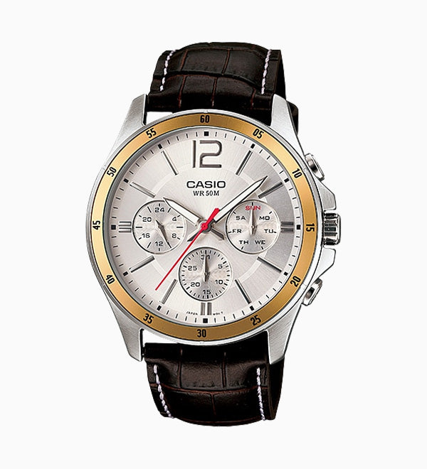 MTP-1374L-7AVDF Casio Quartz Multi Function White Dial Men’s Watch. fashionable