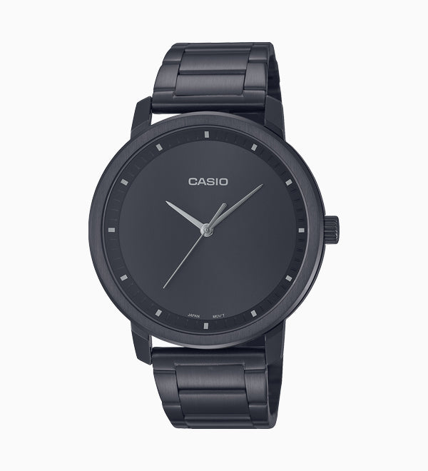 MTP-B115B-1EVDF Casio Black Stainless Steel Black Dial Quartz Men's Watch.