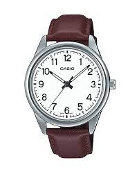 MTP-V005L-7B4UDF Casio White Dial Leather Strap Analog Quartz Men's Watch.