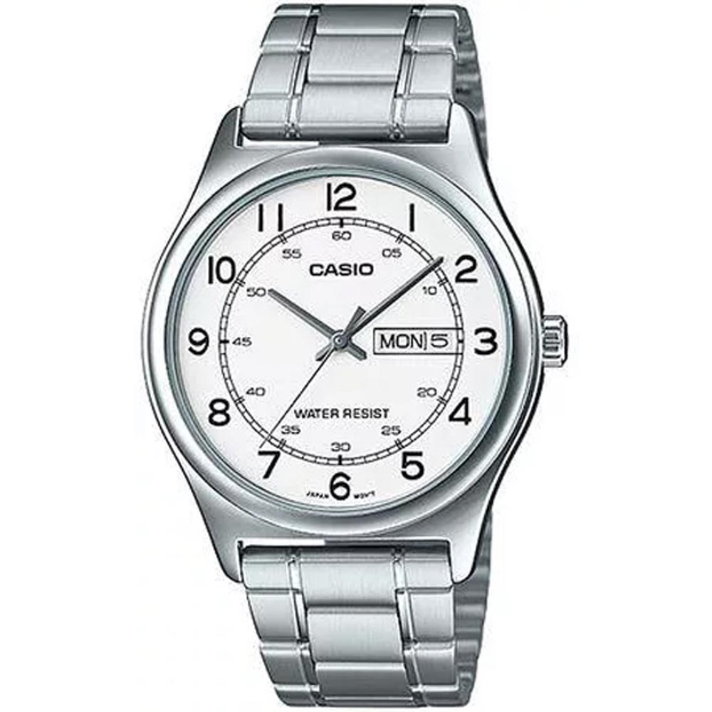 MTP-V006D-7B2UDF Casio Day & Date White Dial Stainless Steel Analog Men's Watch.