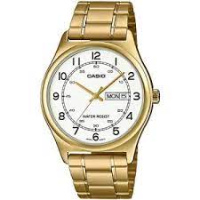 MTP-V006G-7BUDF Casio White Dial Stainless Steel Golden Chain Men's Watch.