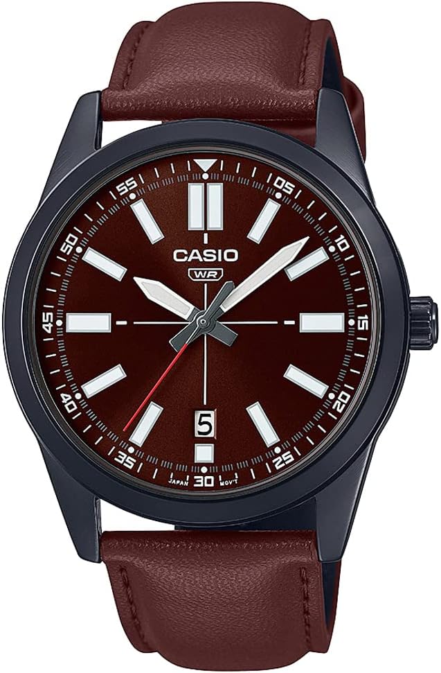 MTP-VD02B-5EUDF Casio Analog Leather Band Quartz Men's Watch.