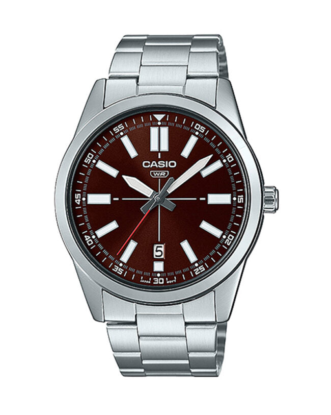 MTP-VD02D-5EUDF Casio Stainless Steel Analog Quartz Brown Dial Men's Watch.