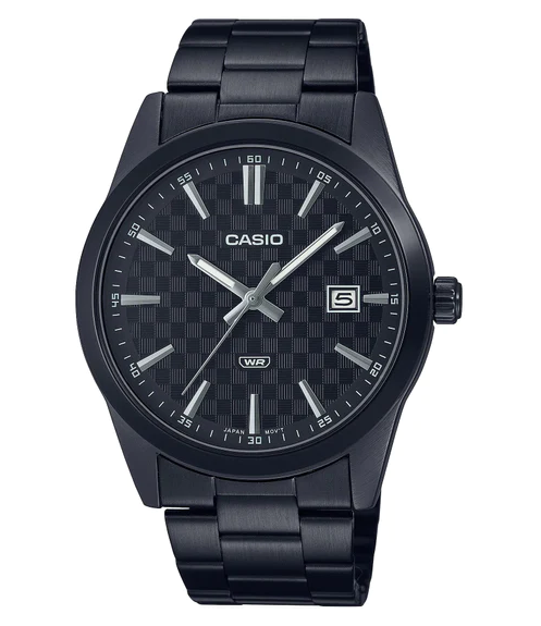 MTP-VD03B-1AVDF Casio Black Dial Black Stainless Steel Quartz Men's Watch. TIMECHECK