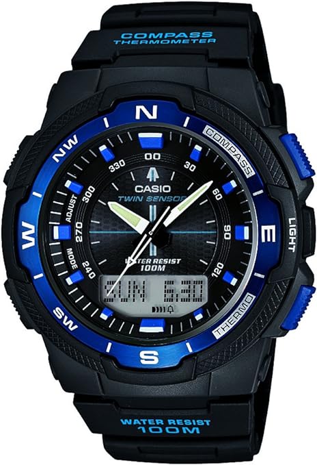 SGW-500H-2BVDR Casio Black Dial Resin Strap Analog Digital Quartz Men's Watch.