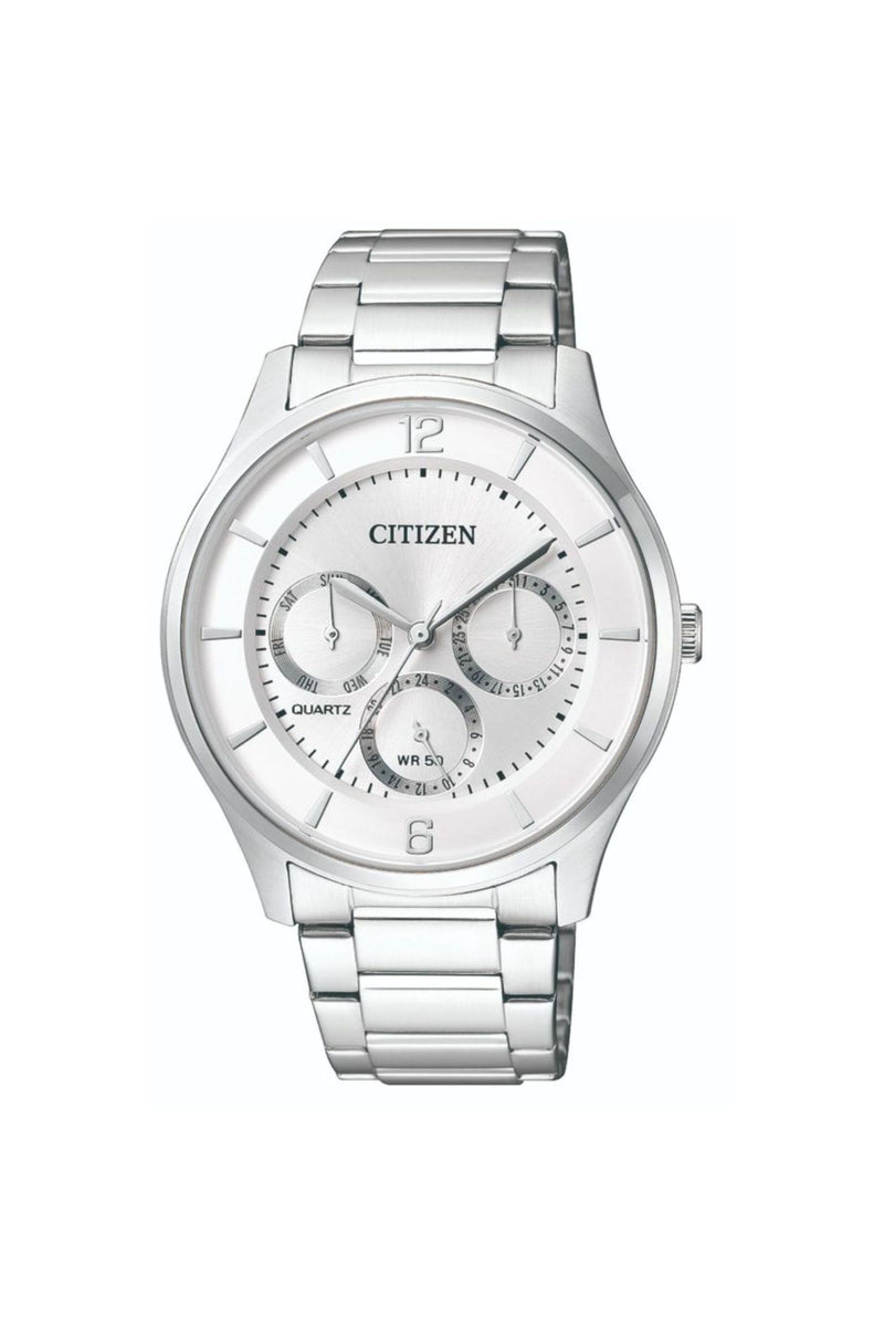 AG8351-86A Citizen Analog White Dial Quartz Multi Function Men's Watch. fashionable