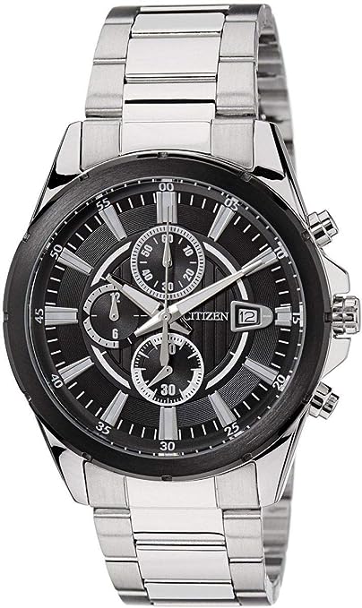 AN3561-59E Citizen Men's Black Dial Stainless Steel Band Chronograph Watch.