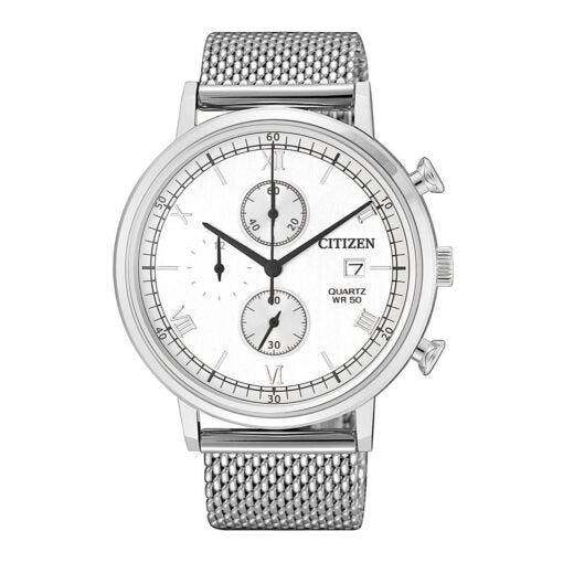 AN3610-80A Citizen Chronograph Quartz White Dial Men's Watch. fashionable