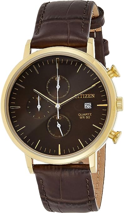 AN3612-09X Citizen Quartz Leather Strap Men's Watch. fashionable