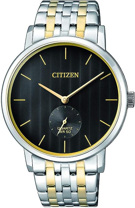 BE9174-55E Citizen Stainless Steel Black Dial Golden Silver Chain Quartz Men's Watch. fashionable