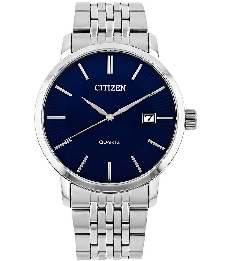 DZ0040-51L Citizen men’s quartz wrist watch in silver stainless steel chain.