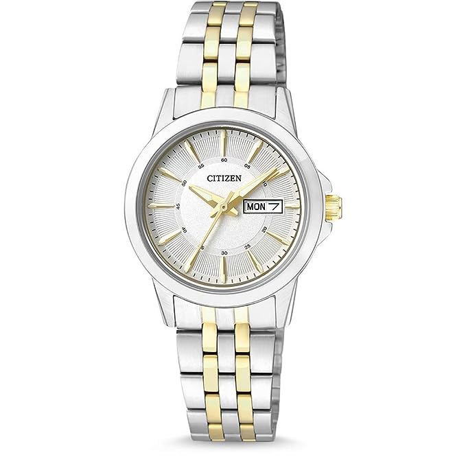 EQ0608-55A CITIZEN QUARTZ WHITE DIAL TWO-TONE WOMEN'S WATCH. fashionable