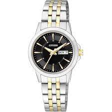 EQ0608-55E CITIZEN Quartz Black Dial Two-tone Women's Watch. fashionable