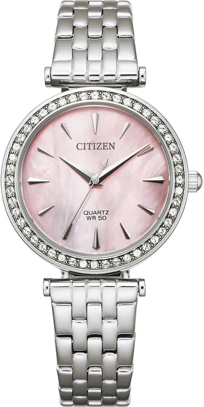ER0210-55Y CITIZEN CRYSTAL PINK MOTHER OF PEARL DIAL WOMEN'S WATCH.