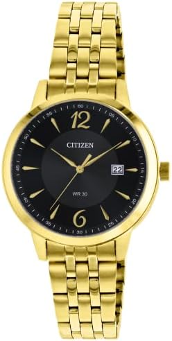 HZ0012-57E Citizen Black Dial Golden Chain Analog Quartz Women's Watch.