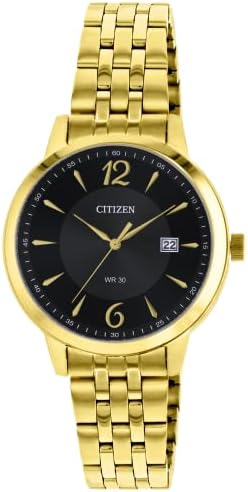 HZ0012-57E Citizen Black Dial Golden Chain Analog Quartz Women's Watch. fashionable