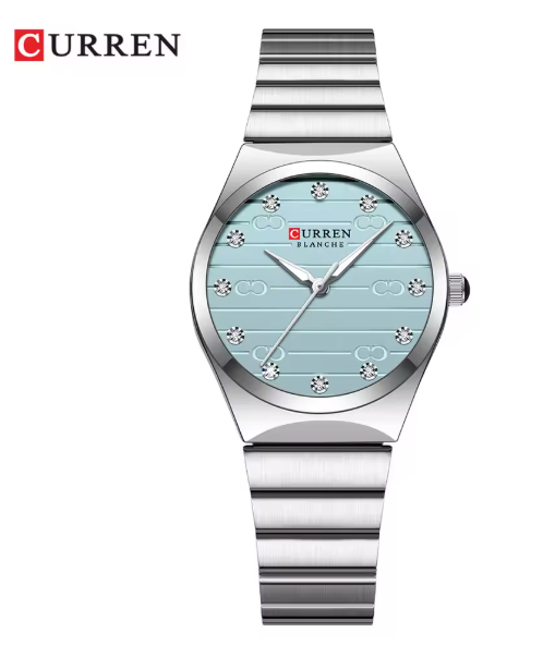 C-9110L Curren sky blue Dial silver Stainless Steel Analog Quartz Women's Watch.