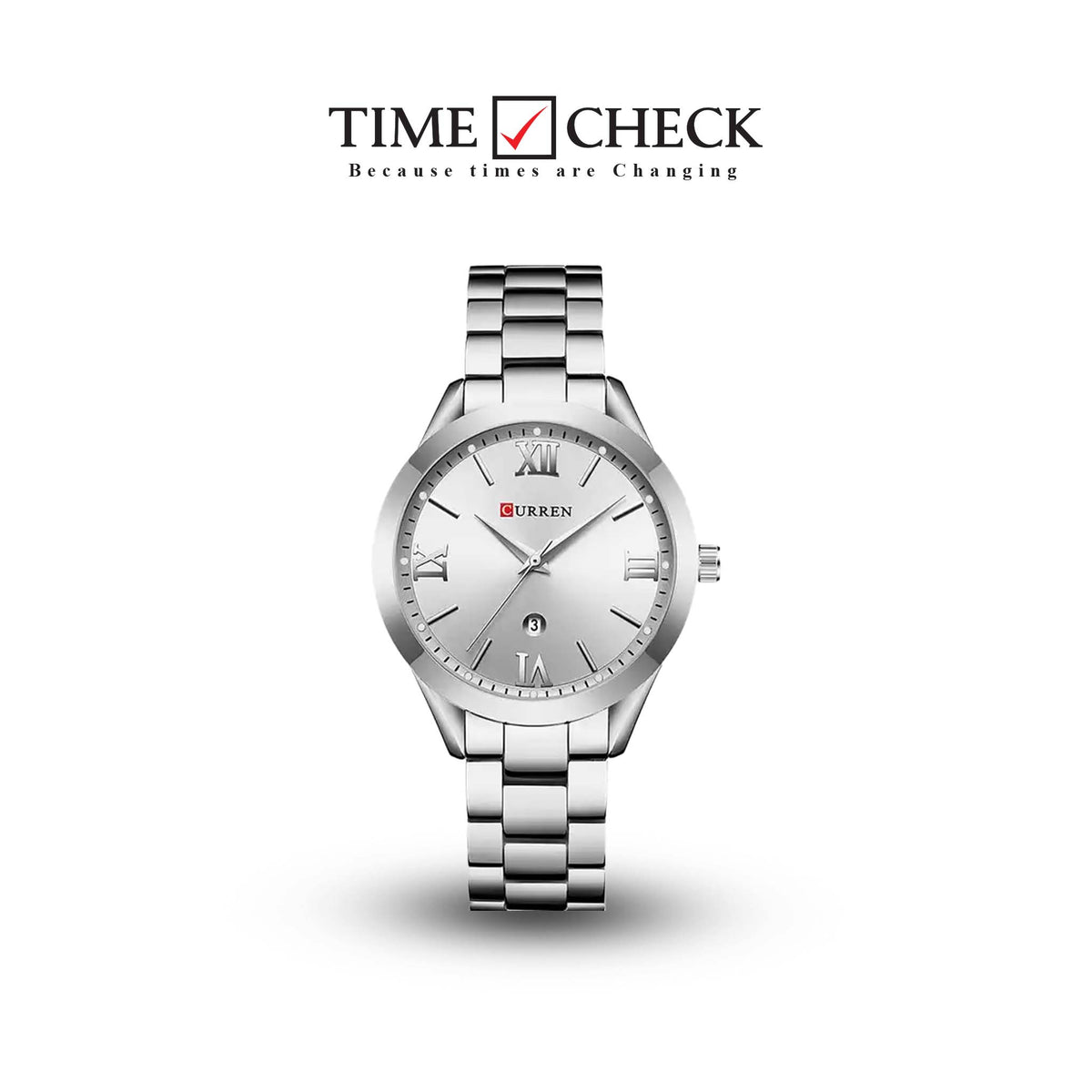 C-9007L Curren Silver Dial Silver Stainless Steel Analog Quartz Women's Watch. TIMECHECK