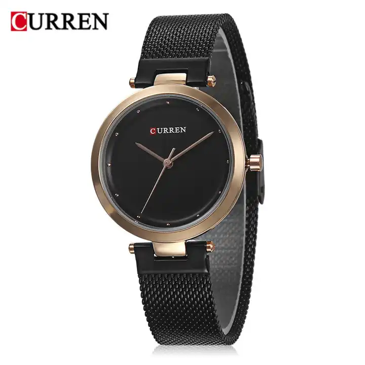 C-9005L Curren Black Dial Black Stainless Steel Analog Quartz Women's Watch. TIMECHECK