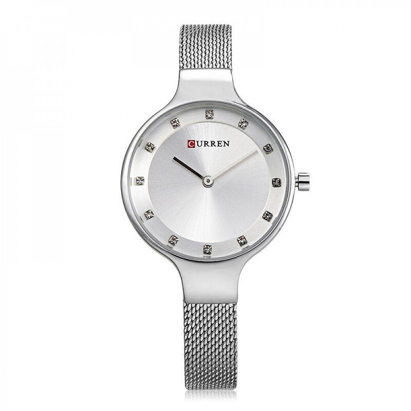 C9008L Curren Silver Dial Silver Stainless Chain Steel Analog Quartz Women's Watch. Timecheck