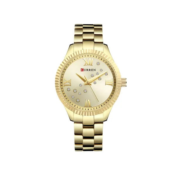 C-9009L Curren GOLDEN  Dial golden Stainless Steel Chain Analog Quartz Women's Watch. TIMECHECK