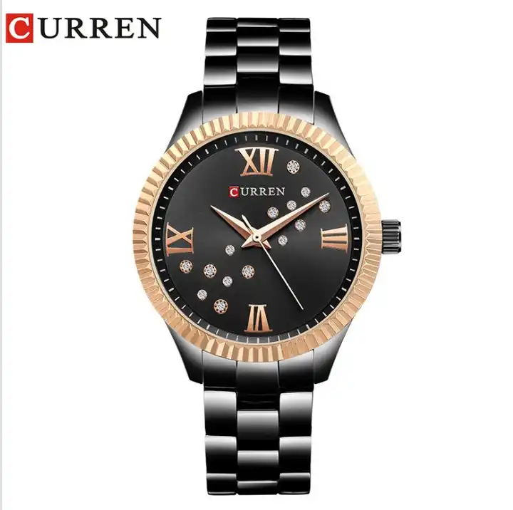 C-9009L Curren Black Dial Black Stainless Steel Chain Analog Quartz Women's Watch. TIMECHECK