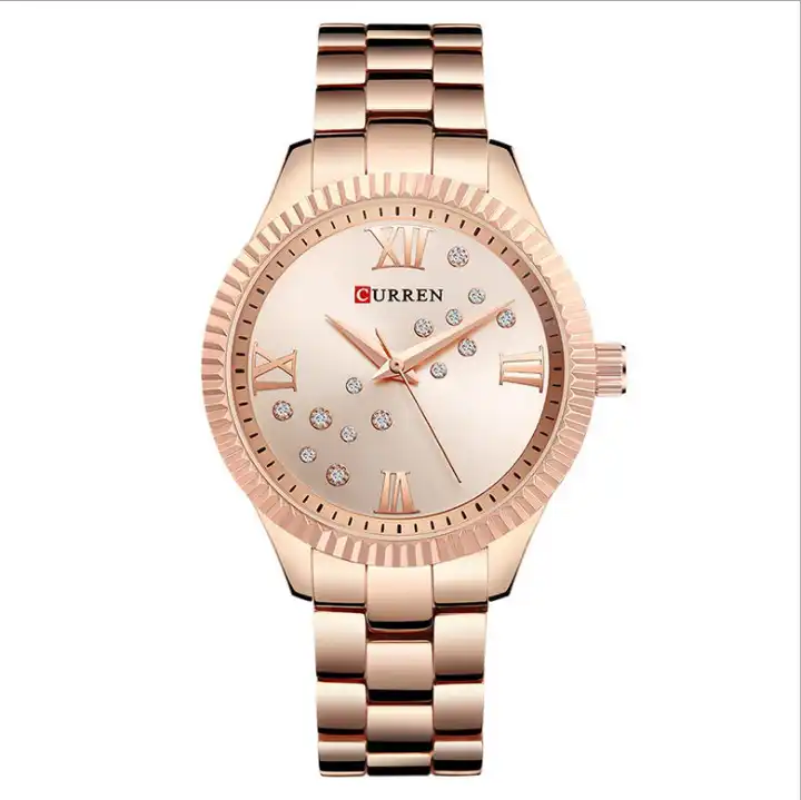 C-9009L Curren Rose gold Dial & Stainless Steel Chain Analog Quartz Women's Watch. TIMECHECK