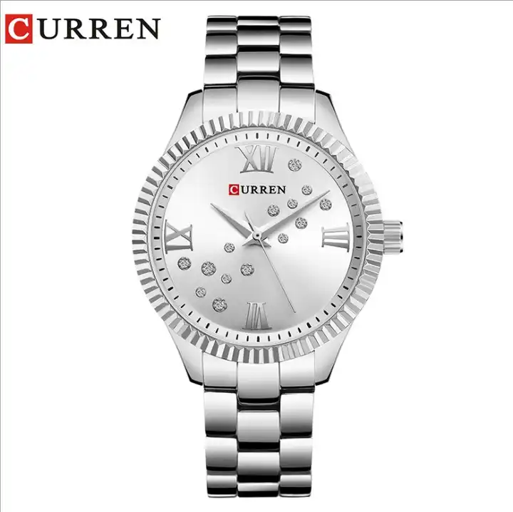 C-9009L Curren Silver Dial Silver Stainless Steel Chain Analog Quartz Women's Watch. TIMECHECK