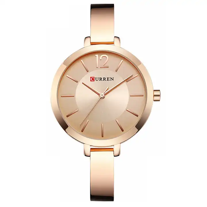 C9012L Curren Rose-gold Dial Rose-gold Stainless Steel Chain Analog Quartz Women's Watch.